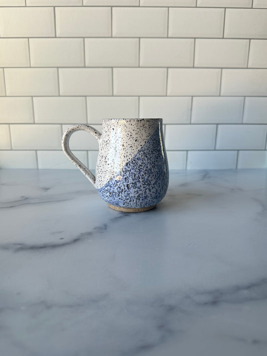 Cobalt and White Drop Mug on Speckled Clay