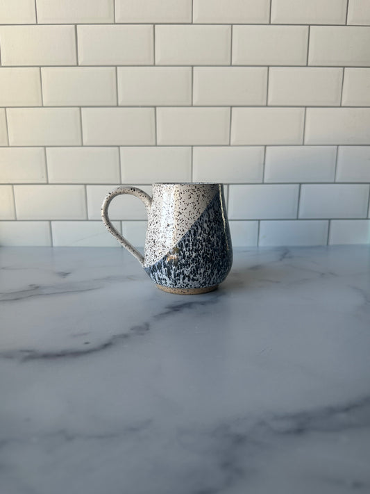 Black and White Drop Mug on Speckled Clay
