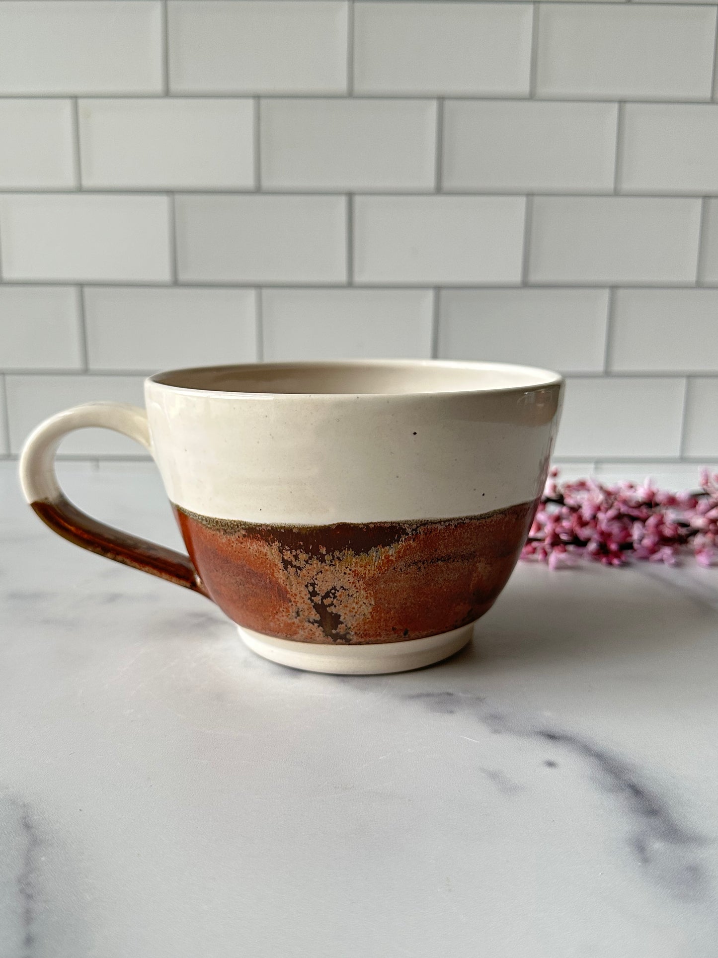 22oz White and Copper Soup/Latte Mug